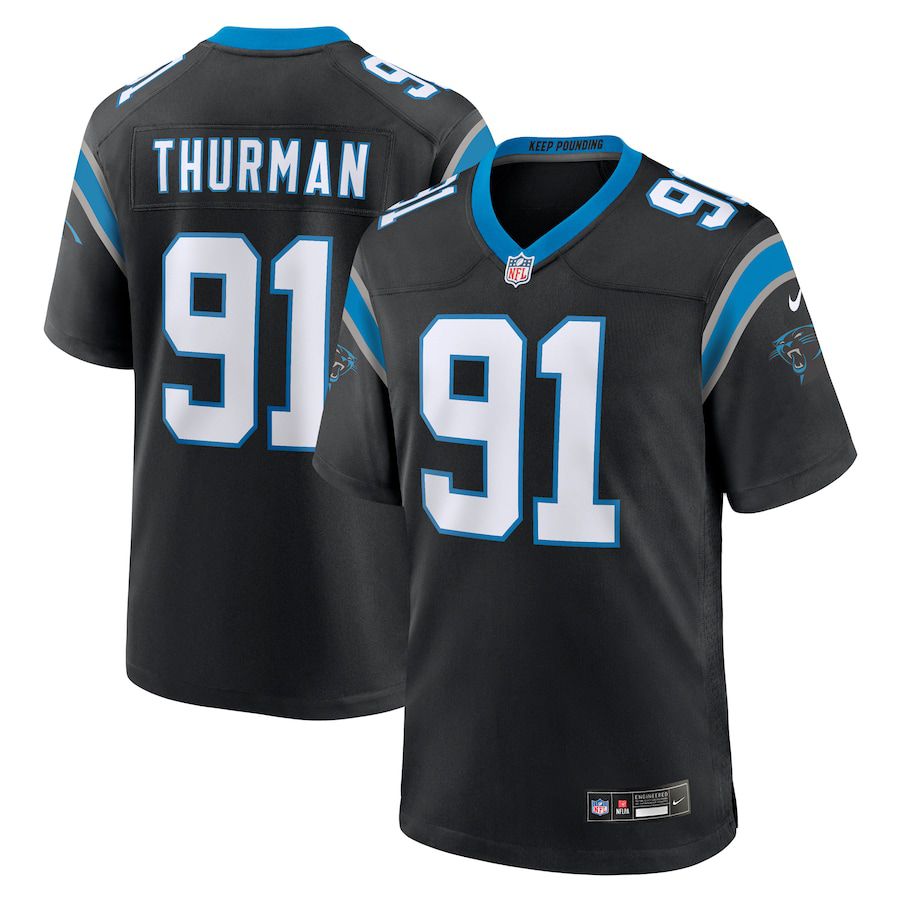 Men Carolina Panthers 91 Nick Thurman Nike Black Team Game NFL Jersey